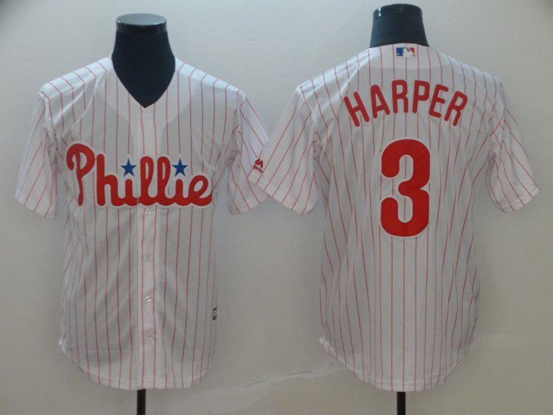 2019 MLB Men Philadelphia Phillies #3 Bryce Harper white game Jerseys